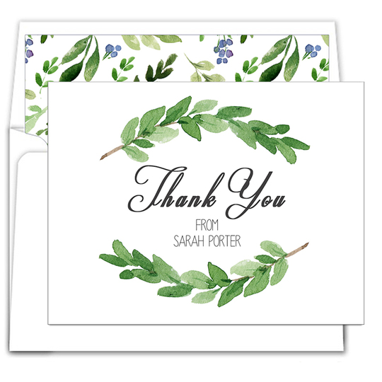 Two Sprigs Folded Thank You Note Cards